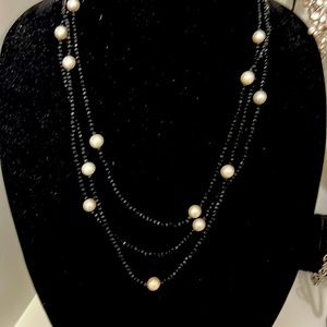 Onyx and pearl necklace